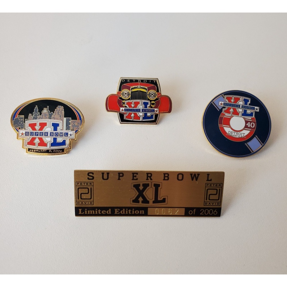 NFL Super Bowl XL  Set of 4 Peter David Collector Pins 0062/2006 Detriot
